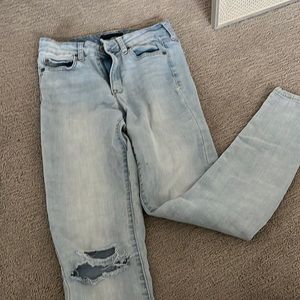 light denim high waisted jeans